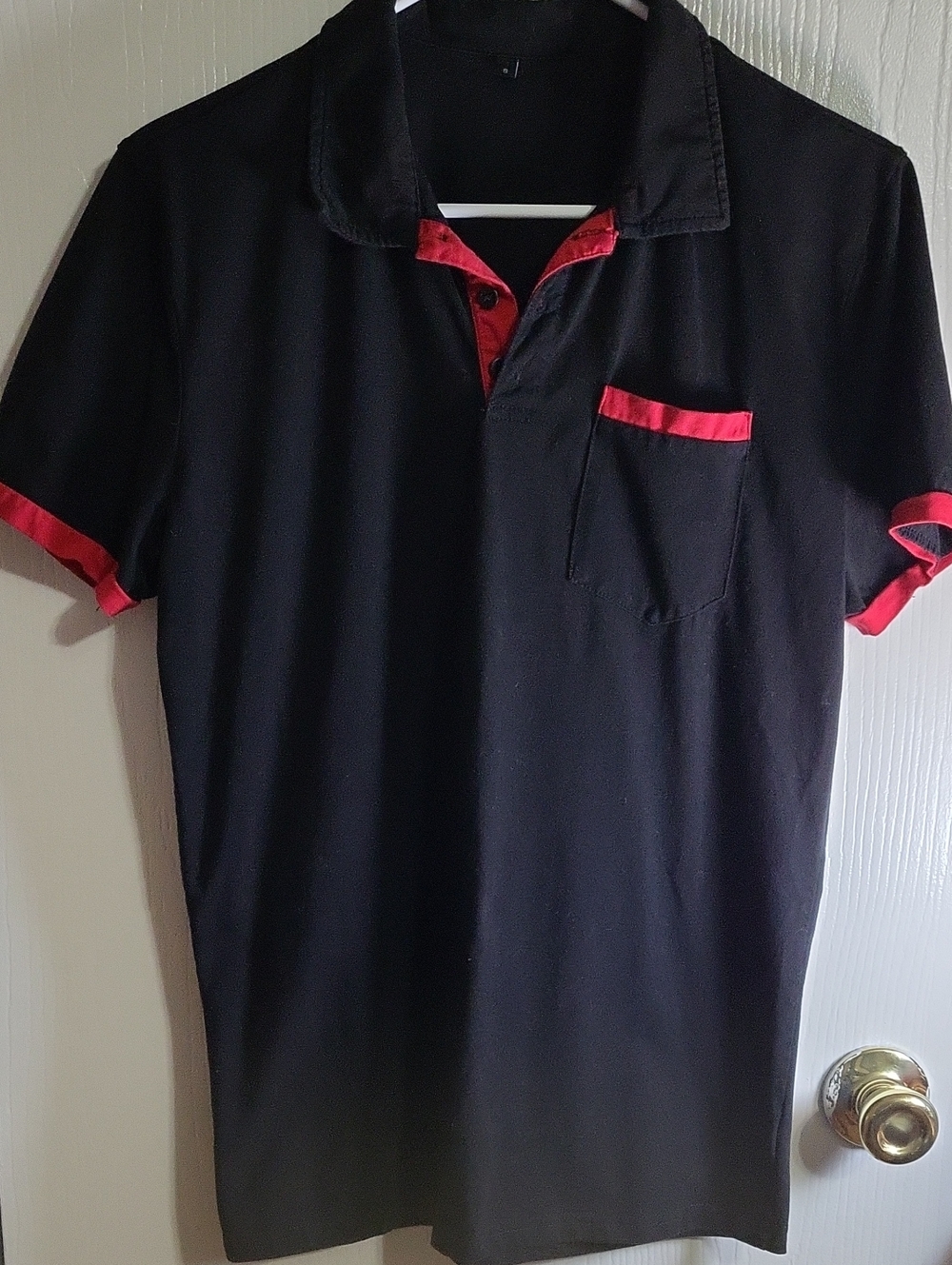 Shirt-Polo Black with Red Trim #3242